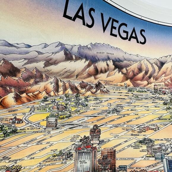 Unique Media Laminated Poster Map Las Vegas Nevada Artistic Illustration 2003/04 - Picture 6 of 11